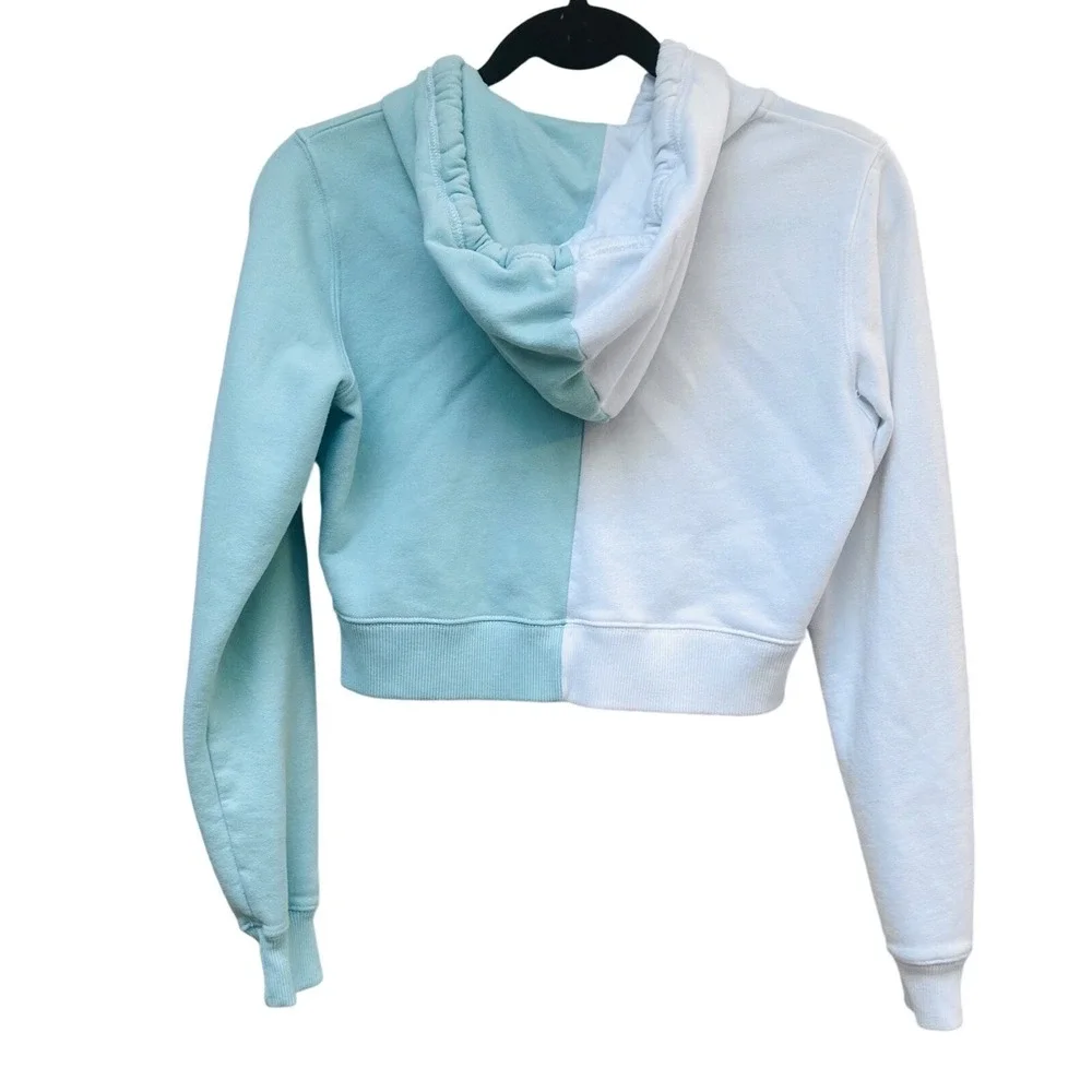 Hollister Y2K Women Mint Green White Colorblock Cropped‎ Zip Hoodie & Joggers